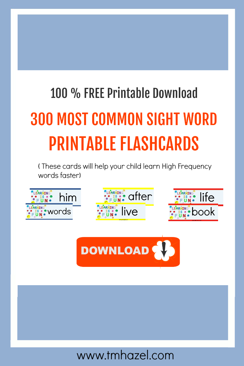 FREE 300 most common sight word flashcards