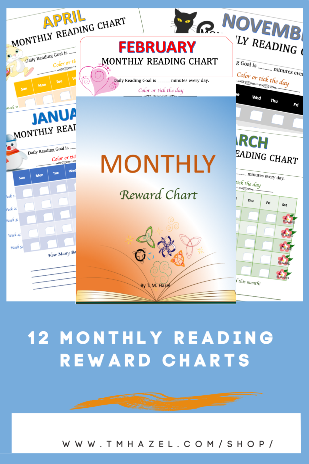 12 monthly reading reward charts