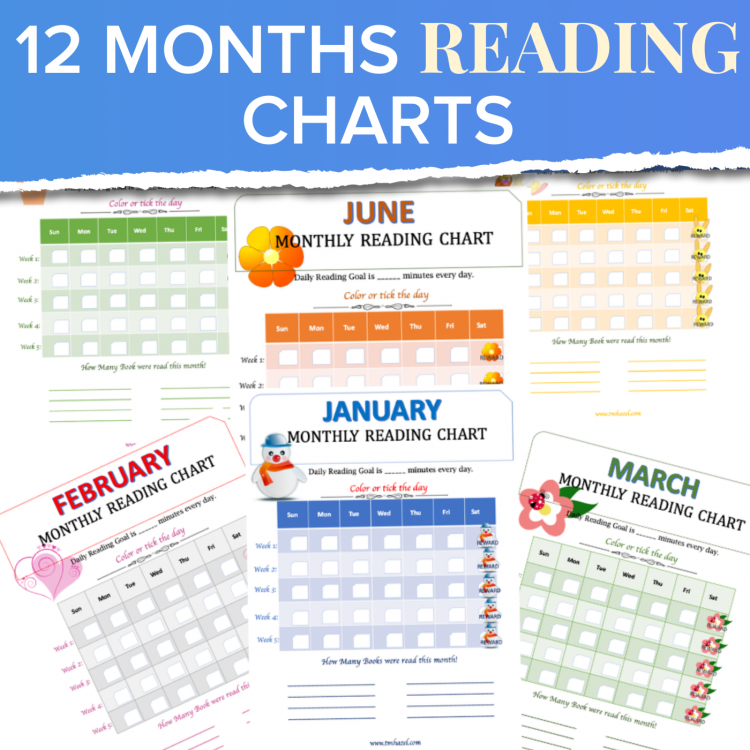 12 Monthly Reading Reward Charts