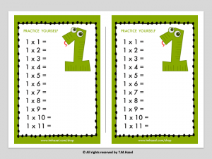 Multiplication Practice Cards